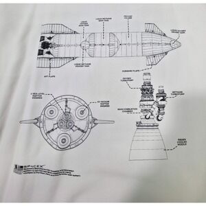 SpaceX Official Starship Schematics Hoodie Sweatshirt Mens 4XL Cream LIMITED USE